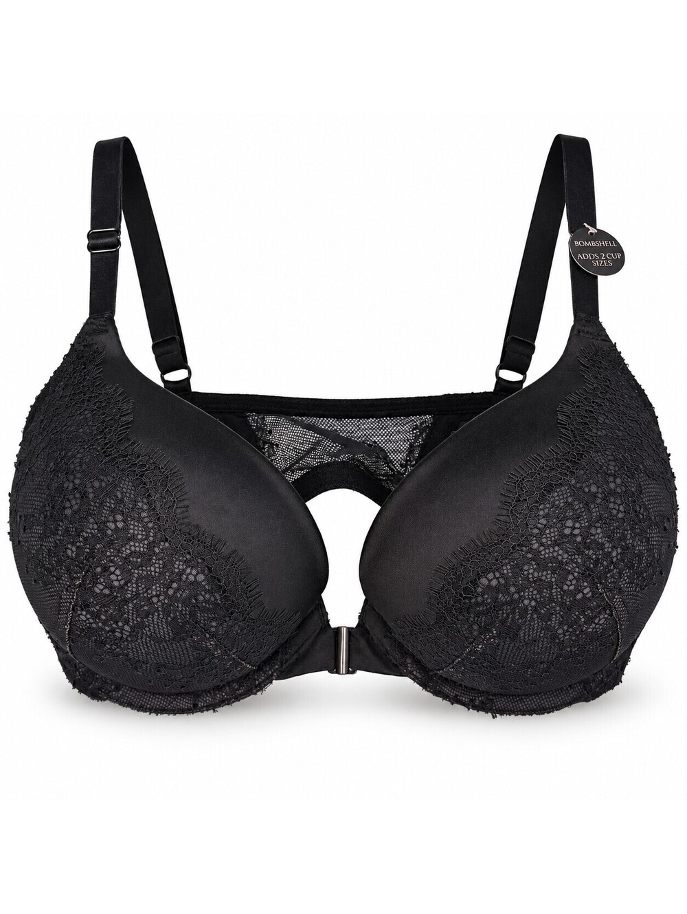 NWT Victoria's Secret Bombshell 36D Black Lace Front Closure Push Up Bra
